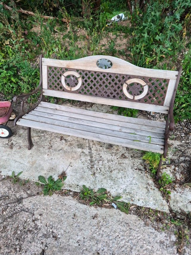 Park bench wood seat rose inlay patio & garden - photo 2