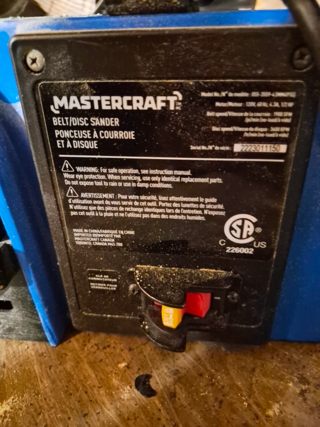 Mastercraft Belt and Disc Sander Combo - Model 855-3559-4 - photo 2