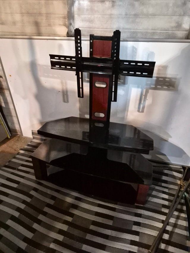 TV stand glass entertainment unit wood 42'' wide