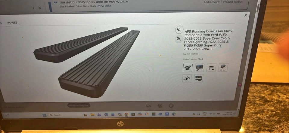 APS 6-inch Black Running Boards for Ford F150, F250, F350