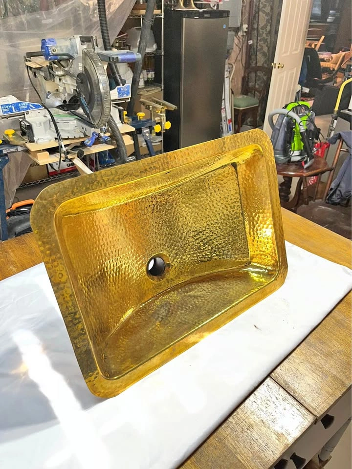 New Hammered Gold-Tone Undermount Bathroom Sink