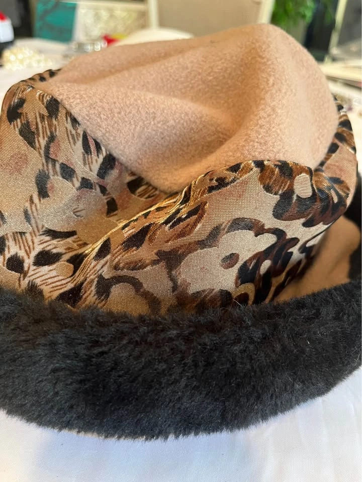 Leopard Print Faux Fur Trim Bucket Hat - photo 4