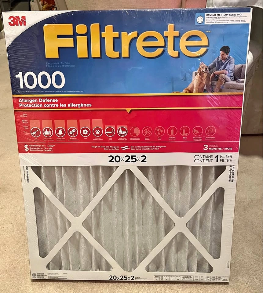 3M Filtrete 1000 Allergen Defense Air Filter 20x25x2
