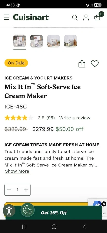Cuisinart soft serve ice cream maker - photo 5