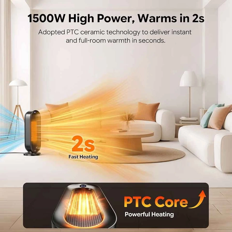 1500W Ceramic Space Heater – Remote – Oscillating – Thermostat - photo 2