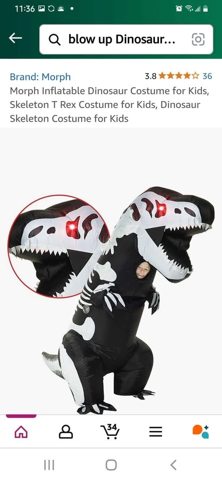Child's blow up Dinosaur costume - photo 2