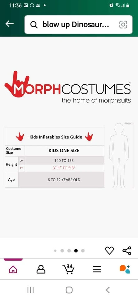 Child's blow up Dinosaur costume - photo 3
