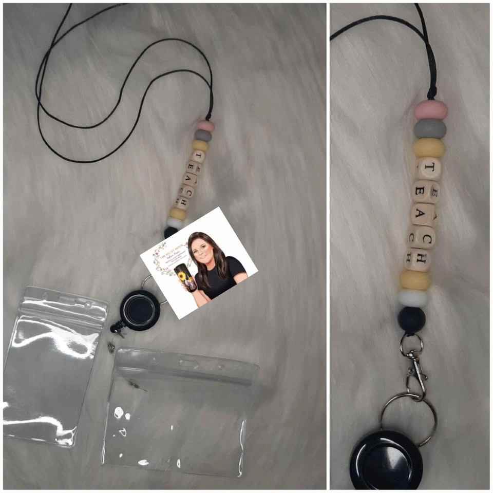 Beaded lanyards with badge reels and clear ID holder - photo 3