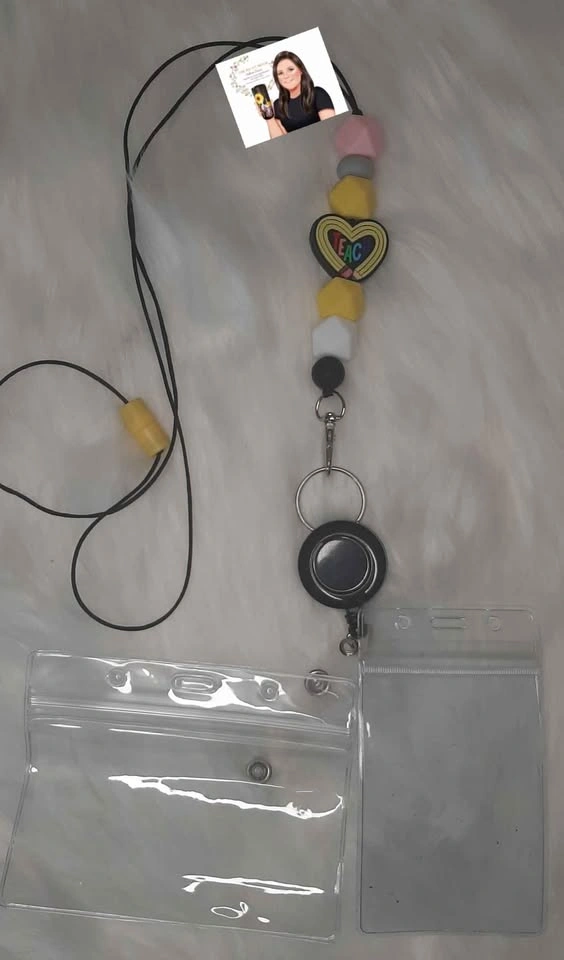 Beaded lanyards with badge reels and clear ID holder - photo 5