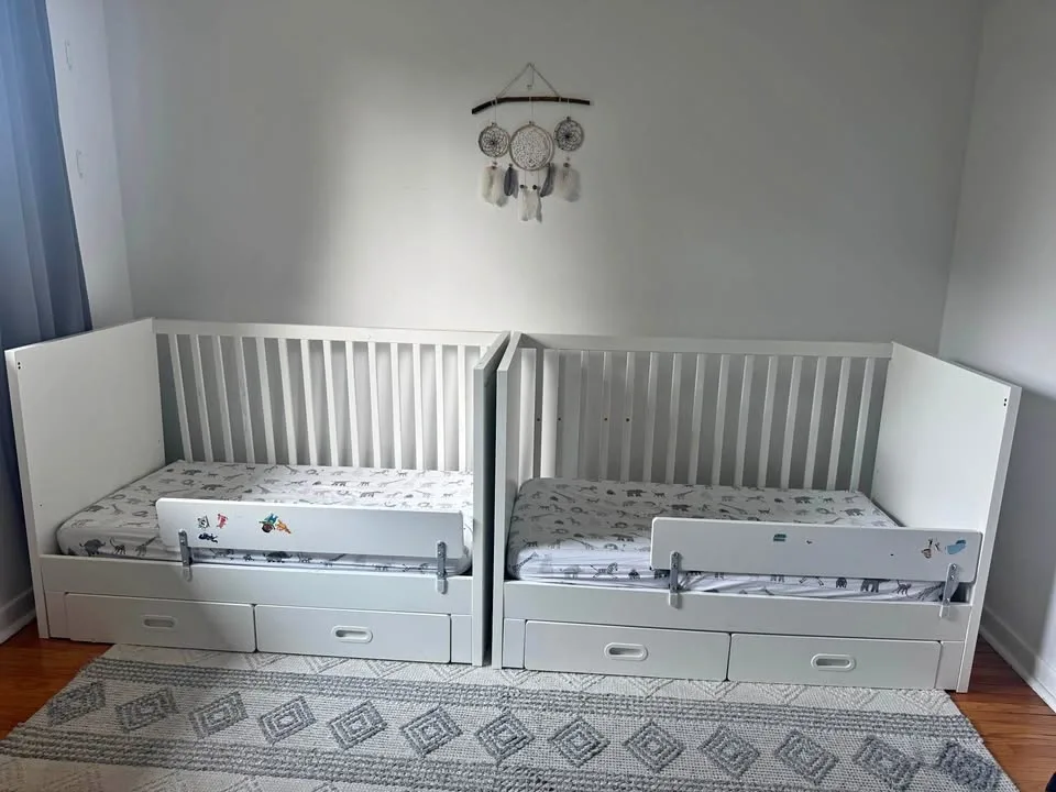 TWINS IKEA STUVA Convertible Crib / Toddler Bed with Drawers