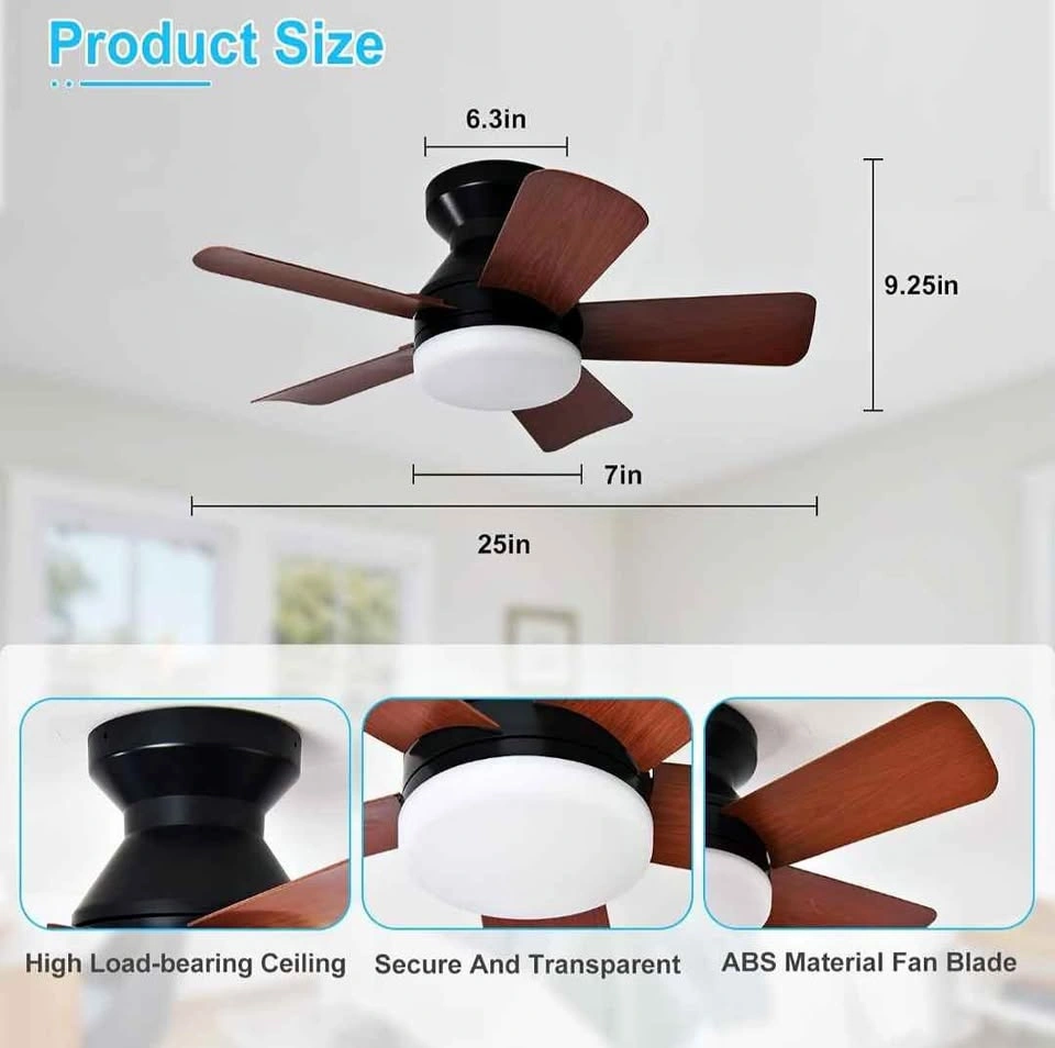 25-Inch Ceiling Fan with Light and Remote Control