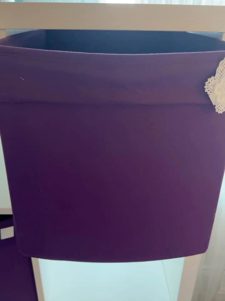 IKEA Kallax 8-Cube Shelf Unit and 4 Purple Storage Boxes - photo 3
