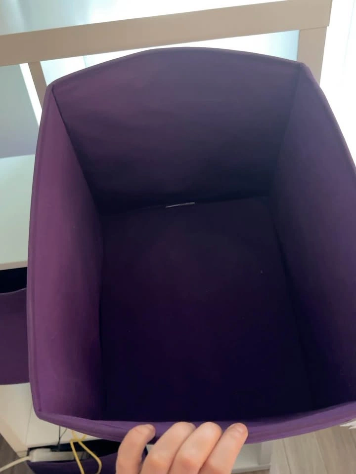 IKEA Kallax 8-Cube Shelf Unit and 4 Purple Storage Boxes - photo 4