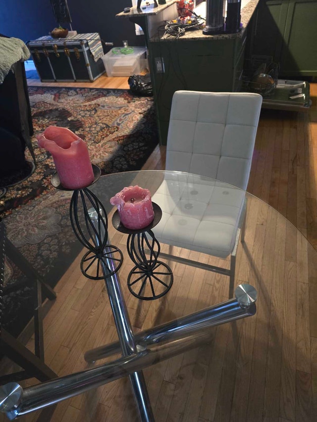 Glass Dining Table with White Chair - photo 2