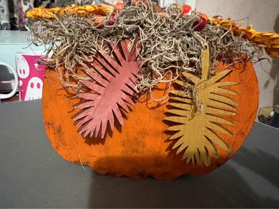 Two wooden pumpkin decors - photo 2