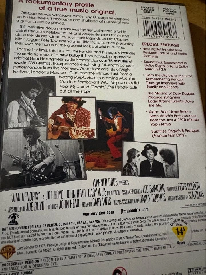 A film about Jimi Hendrix dvd - photo 2