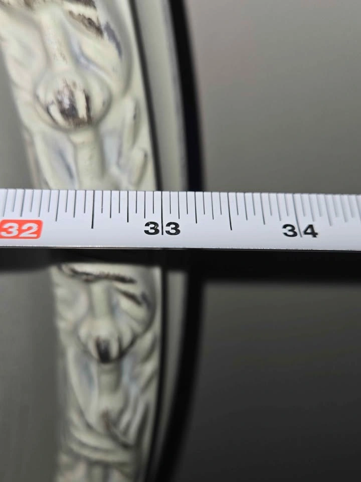 Large 33" Round Whitewashed Farmhouse / French Country Wall Mirr - photo 4