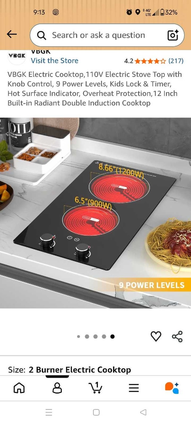 VBGK 2 Burner Electric Cooktop - New in Box - 12" / 2400W - photo 5