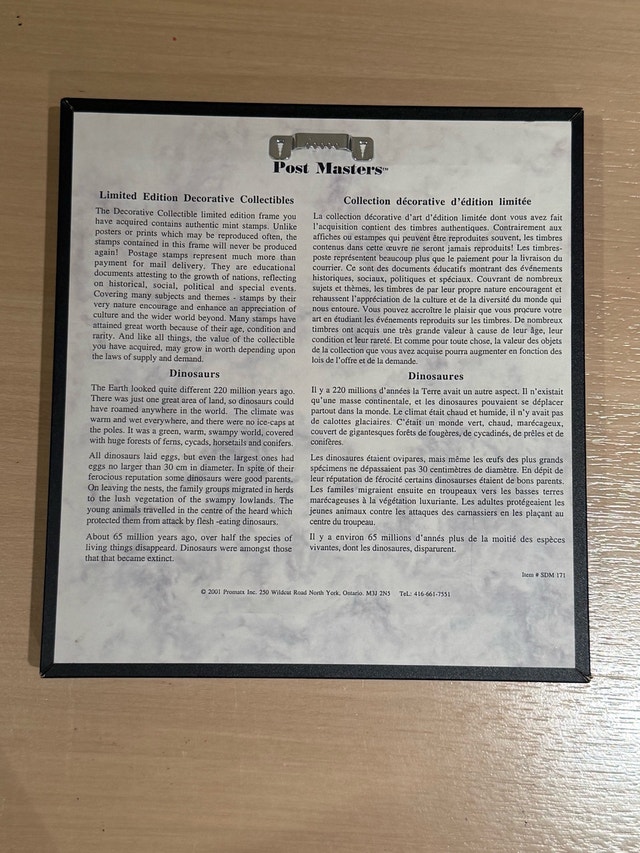 Post Masters Framed Sierra Leone Dinosaur Stamp Set - photo 5