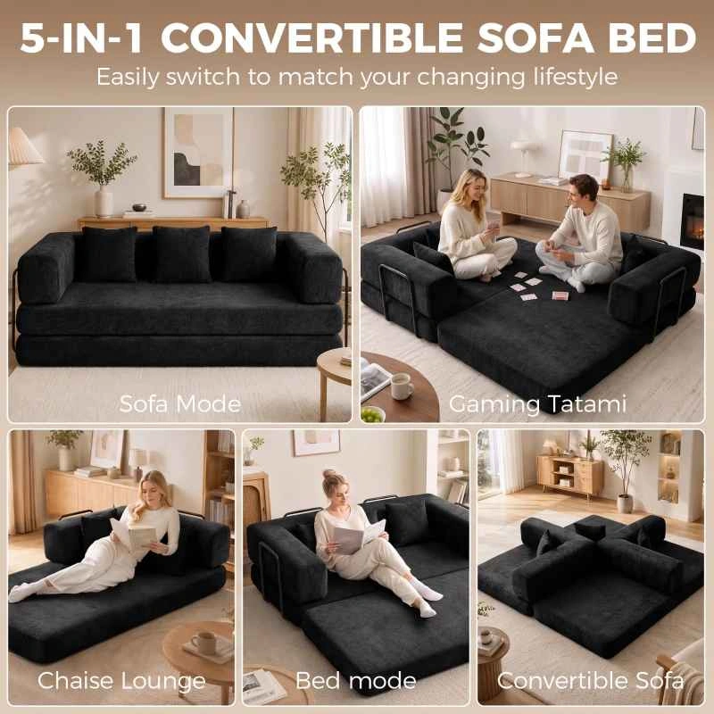 Brand New 81" Boneless 5-in-1 Convertible Sofa Bed - photo 2