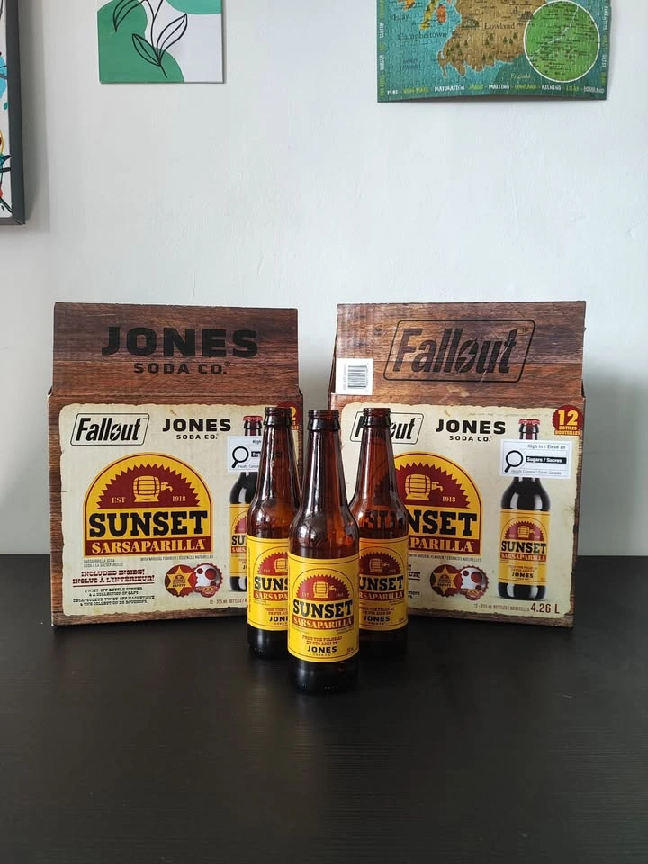 Fallout x Jones Soda Sunset Sarsaparilla Bottles & Boxes