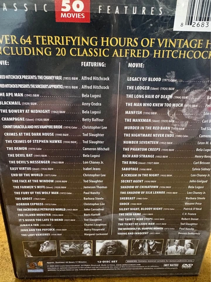 Legends of horror 50 movies dvd box set - photo 2