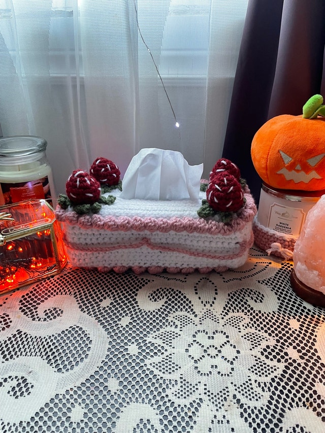 Handmade Crochet Strawberry Shortcake Tissue Box Cover