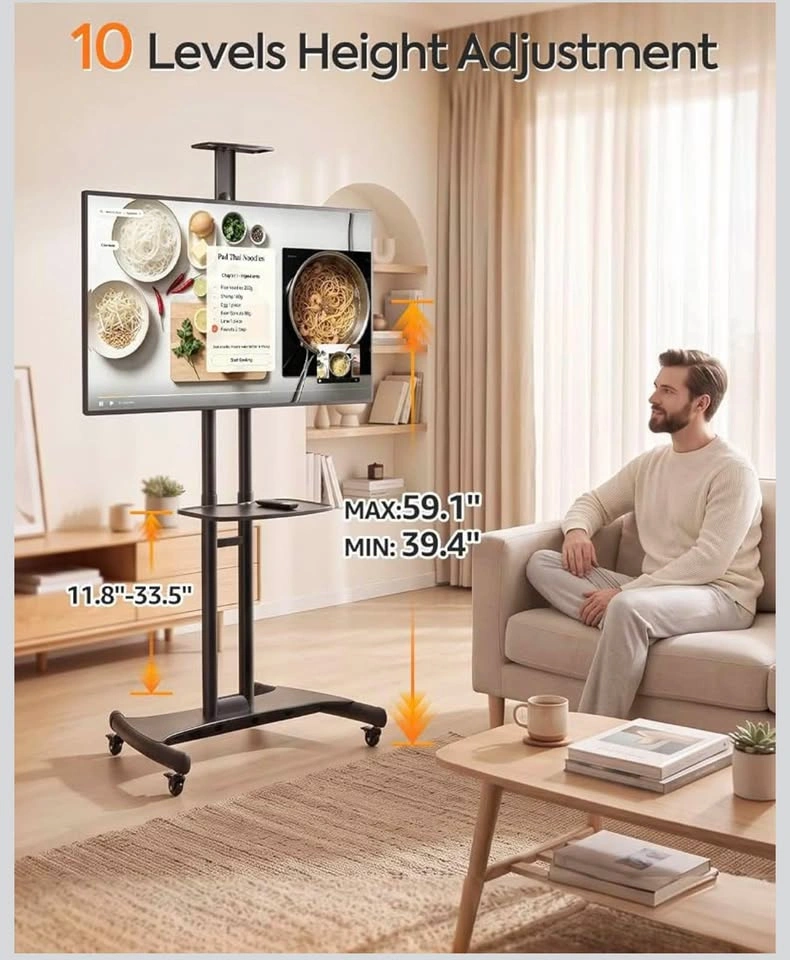 Heavy-Duty Rolling TV Stand for 40-85” TV Holds up to 100 lbs - photo 4