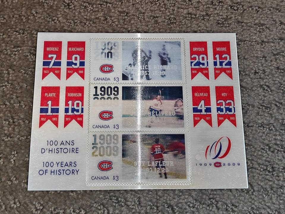 Stamp Sheet Montreal Canadiens 100 Anniversary Hockey Lenticular