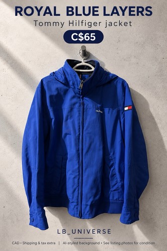 Tommy Hilfiger Royal Blue Flag Full Zip Jacket size L