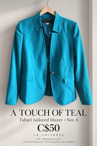 Tahari Arthur S. Levine Turquoise Teal Tailored Blazer – Size 4