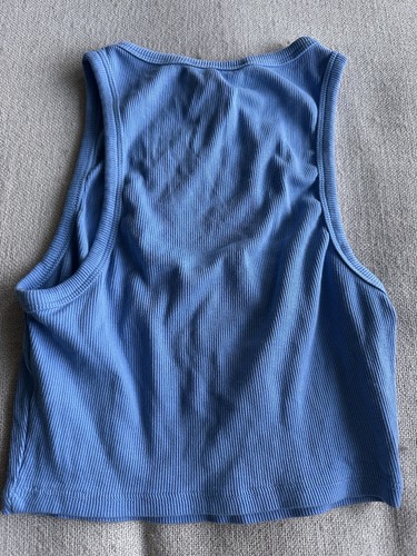 Zara Blue Ribbed Cropped Sleeveless Tank Top Women's M - photo 3