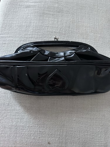 Beverly Feldman Black Patent Ruched Crystal Gem Evening Clutch - photo 3