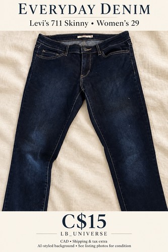 Levi's 711 Skinny Jeans Women’s Size 29 Mid Rise Stretch Blue De