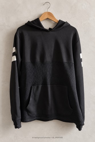 Forever 21 Men Black Mesh Hoodie Size L