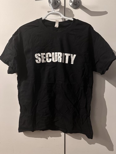 Men's Security T-Shirt Black Front Back Print Uniform Guard - photo 2
