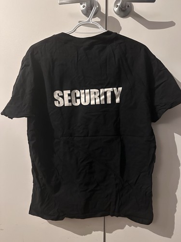 Men's Security T-Shirt Black Front Back Print Uniform Guard - photo 3