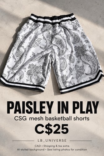 CSG Paisley Mesh Basketball Shorts Black/White XL