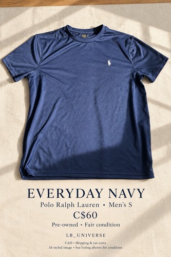 Polo Ralph Lauren Athletic Crew Neck T-Shirt - Size S - Navy