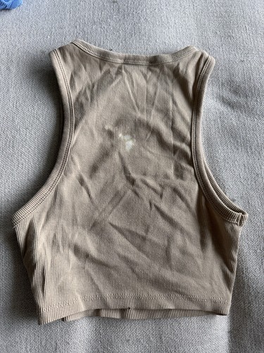 Zara Women’s Tank Top Size Large Beige Ribbed High Neck - photo 3