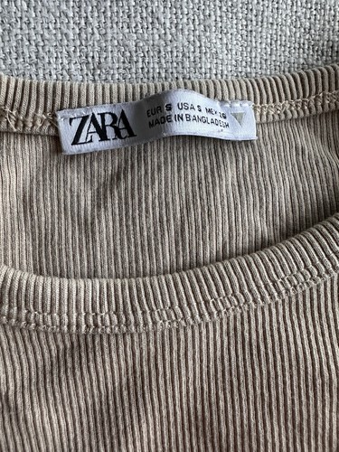 Zara Women’s Tank Top Size Large Beige Ribbed High Neck - photo 4