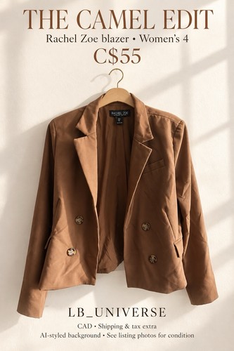 Rachel Zoe Camel Brown Double-Breasted Tailored Blazer Size 4