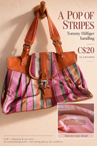 Tommy Hilfiger multicolour striped canvas handbag