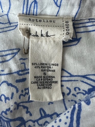 Atelier Blue Scenic Linen Blend Crop Shirt S - photo 4