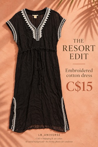 Lucky in Love Black & White Embroidered Cotton Boho Midi Tunic D