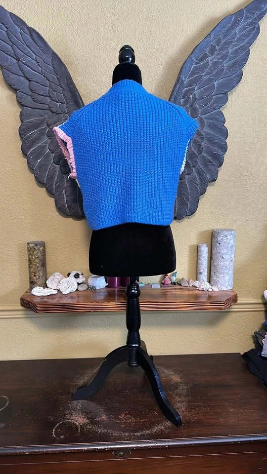 Only Blue and White Striped Women's Knit Cropped Sweater - photo 4