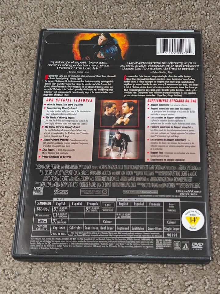 Minority Report - 2 Disc Widescreen Edition DVD Movie Tom Cruise - photo 2
