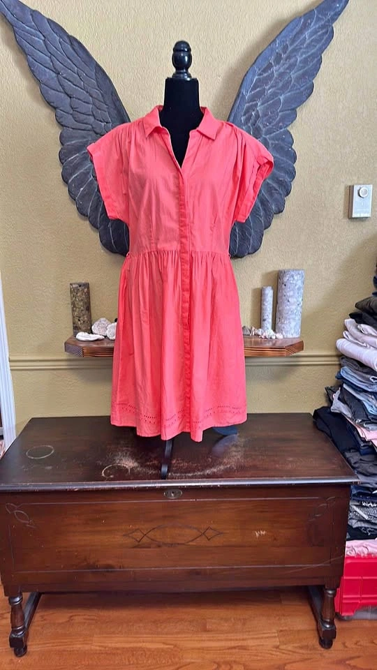 George Coral Button-Down Dress