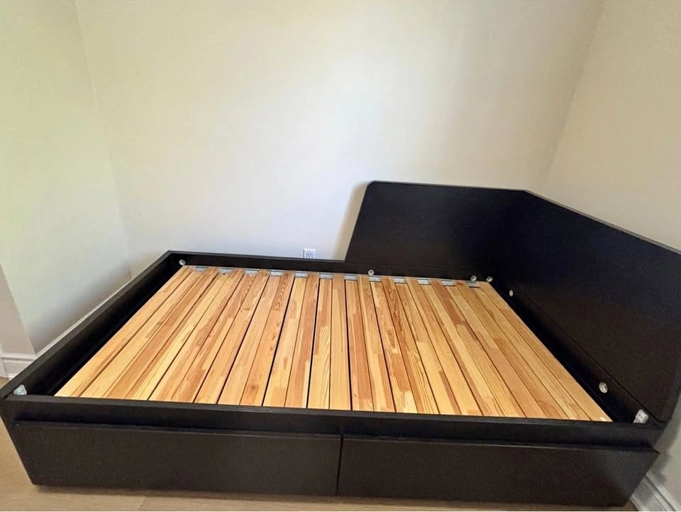 Daybed Frame with 2 Drawers – Twin, Black-Brown