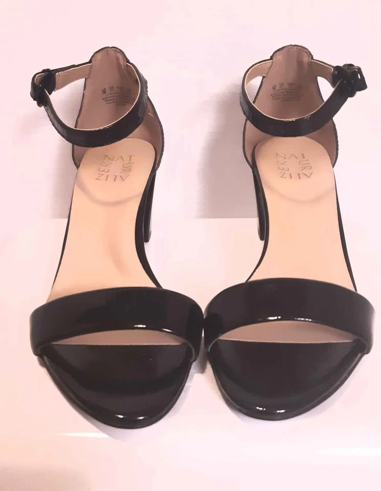 Naturalizer Vera Black Patent Leather Block Heels Size 7 Wide - photo 2